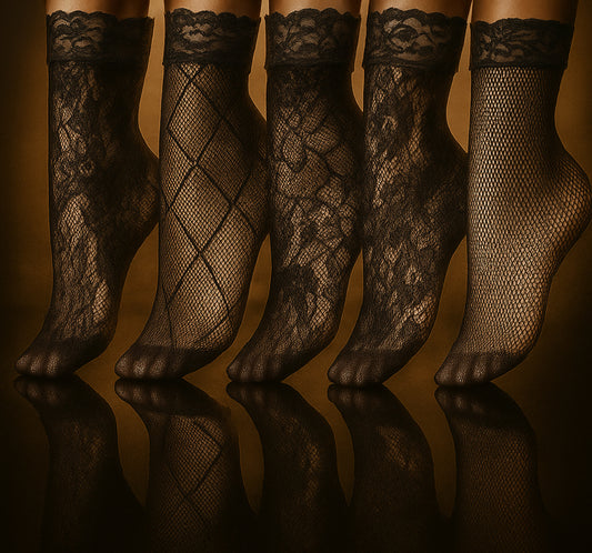 5pairs Floral Lace Net Short Socks,