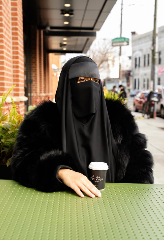 Safiyyah Satin Band Makeup Niqab + Nose String  -Short Length